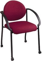 Office Star STC3440-74 Stack Chair with Casters and Arms, Trinket Cabernet, Thick Padded Seat and Back with Molded Foam, Stackable, Black Frame with Dual Wheel Carpet Casters, 19" W x 20" D x 2" T Seat Size, 18" W x 15.5" H x 2" T Back Size, 21.25" Arms Inside, 26" Arms to Floor Min, 19" Seat Height (STC344074 STC3440 74 STC-3440-74 STC-3440 STC 3440-74) 