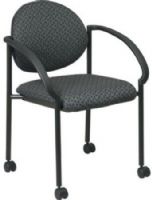 Office Star STC3440-75 Stack Chair with Casters and Arms, Trinket Charcoal/Onyx, Thick Padded Seat and Back with Molded Foam, Stackable, Black Frame with Dual Wheel Carpet Casters, 19" W x 20" D x 2" T Seat Size, 18" W x 15.5" H x 2" T Back Size, 21.25" Arms Inside, 26" Arms to Floor Min, 19" Seat Height (STC344075 STC3440 75 STC-3440-75 STC-3440 STC 3440-75) 