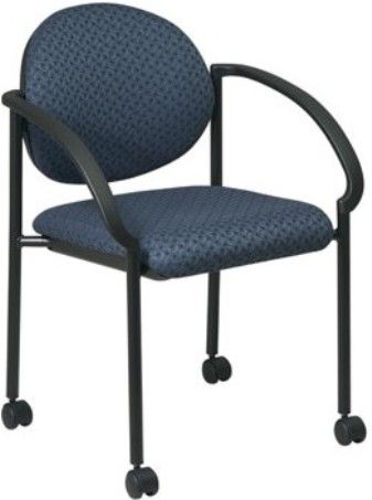 Office Star STC3440-78 Stack Chair with Casters and Arms, Trinket Cadet, Thick Padded Seat and Back with Molded Foam, Stackable, Black Frame with Dual Wheel Carpet Casters, 19