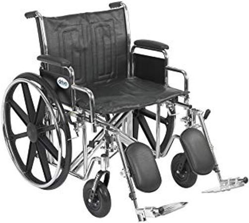 Drive Medical STD22ECDDA-ELR Sentra EC Heavy Duty Wheelchair, Detachable Desk Arms, Elevating Leg Rests, 22
