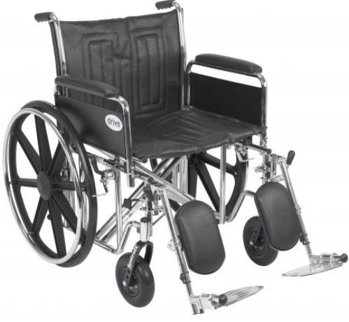 Drive Medical STD22ECDFA-ELR Sentra EC Heavy Duty Wheelchair, Detachable Full Arms, Elevating Leg Rests, 22