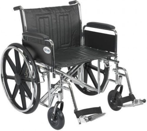 Drive Medical STD22ECDFA-SF Sentra EC Heavy Duty Wheelchair, Detachable Full Arms, Swing away Footrests, 22