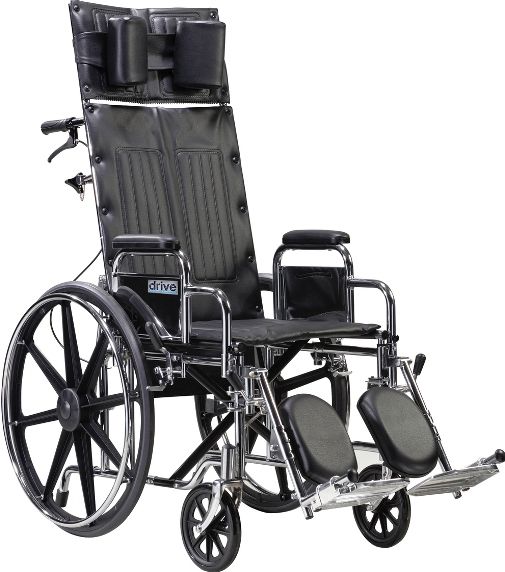 Drive Medical STD22RBDDA Sentra Reclining Wheelchair, Detachable Desk Arms, 22