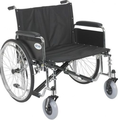 Drive Medical STD26ECDFA Sentra EC Heavy Duty Extra Wide Wheelchair, Detachable Full Arms, 26