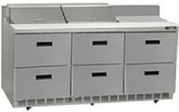 Delfield STD4472N-12 Six Drawer Refrigerated Sandwich Prep Table with 4" Backsplash, 12 Amps, 60 Hertz, 1 Phase, 115 Volts, 12 Pans - 1/6 Size Pan Capacity, Drawers Access, 24.8 cu. ft. Capacity, Bottom Mounted - Compressor Location, Front Breathing Compressor Style, 1/2 HP Horsepower, 6 Number of Drawers, Air Cooled Refrigeration, Standard Top Type, 36" Work Surface Height, 72" Nominal Width, 64" W x 10" D Cutting Board, UPC 400010733767 (STD4472N-12 STD4472N 12 STD4464N12) 