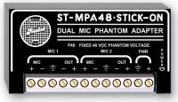 RDL ST-MPA48 Stick On Series Dual Microphone Phantom Adapter For Two Mics, 48 Vdc fixed phantom voltage, P48 per IEC 61938, Operates from external 12V battery or 24V power supply, Phantom conversion with full frequency response, Dimensions 3.03" x 0.87" x 1.77", Weight 0.15 lbs, Shipping Weight 0.20 lbs, UPC 813721012357 (STMPA48 STMPA-48 ST-MPA-48 RDLS-TMPA48 RDLSTMPA-48 RDLST-MPA-48) 
