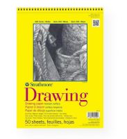 Strathmore 340-9 Series 300 Wire Bound Drawing Pad, 50 Sheets 9" x 12"; A medium weight student grade drawing paper for final artwork; It has a good erasability and it has a very good rating for pencil, colored pencil, charcoal, and sketching stick; It is also rated good for marker, mixed media, soft and oil pastel; Medium surface, 70 lb; Acid-free; Wire bound, micro-perforated, 50 sheets; 9" x 12"; UPC 012017340093 (STRATHMORE3409 STRATHMORE-3409 300-SERIES-340-9 STRATHMORE/3409 ARTWORK) 