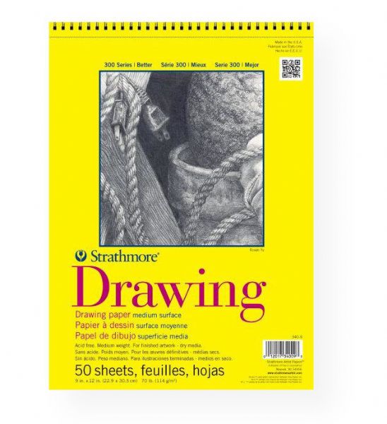 Strathmore 340-9 Series 300 Wire Bound Drawing Pad, 50 Sheets 9