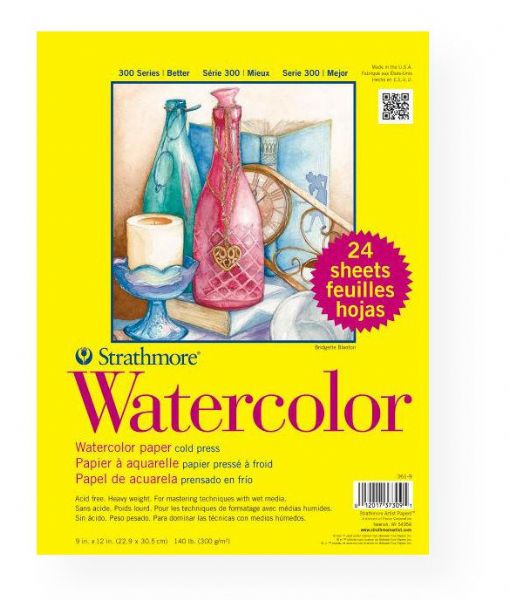 Strathmore 361-9 Series 300 Cold Press Shrinkwrapped Watercolor Class Pack 9