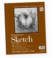 Strathmore 455-4 Series 400 Wire Bound Sketch Pad 11" x 14"; This general purpose, heavyweight sketch paper is intended for practice of techniques, quick studies, and preliminary drawing with any dry media; Micro-perforated sheets; 60 lb; Acid-free; 100 sheet pad; 11" x 14"; Shipping Weight 2.5 lb; Shipping Dimensions 11.38 x 14.00 x 0.75 in; UPC 012017455117 (STRATHMORE4554 STRATHMORE-4554 400-SERIES-455-4 STRATHMORE/4554 SKETCHING) 