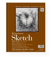 Strathmore 455-5 Series 400 Wire Bound 14" x 17" Sketch Pad; This general purpose, heavyweight sketch paper is intended for practice of techniques, quick studies, and preliminary drawing with any dry media; Micro-perforated sheets; 60 lb; Acid-free; 100 sheet pad; 14" x 17"; Shipping Weight 3.8 lb; Shipping Dimensions 14.38 x 17.00 x 0.75 in; UPC 012017455148 (STRATHMORE4555 STRATHMORE-4555 400-SERIES-455-5 STRATHMORE/4555 DRAWING SKETCHING) 