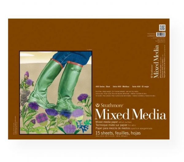 Strathmore 462-118 400 Series 18 x 24 Mixed Media Drawing Pad; For studies or finished art; Heavyweight paper in glue bound pads with easy-to-use flip over covers; Features sheets that stay in pad yet tear out cleanly; Acid-free; 15-sheet pads; Shipping Weight 2.92 lbs; Shipping Dimensions 24.00 x 18.00 x 0.50 inches; UPC 012017462382 (STRATHMORE462118 STRATHMORE-462-118 PAINTING DRAWING)