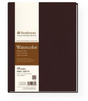 Strathmore 467-8 Series  400 Sewn Bound Watercolor 8.5" x 11" Art Journal; Durable Smyth-sewn binding allows pages to lay flatter; Sophisticated look with lightly textured, matte cover in dark chocolate brown; Intermediate grade watercolor paper has a strong surface for watercolor, gouache, and acrylic; Natural white, cold press surface allows for fine and even washes, as well as lifting and scraping applications; UPC 012017467080 (STRATHMORE4678 STRATHMORE-467-8 PAINTING) 