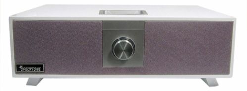 Speck ST-WHT-RETRO SpeckTone Retro Tabletop Stereo Speaker System - White (STWHTRETRO STWHT-RETRO STWHT RETRO SPECKTONE-WHITE SPECKTONE WHITE)