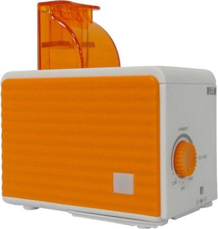 Sunpentown SU-1053N Personal Humidifier, Orange & White, Cool mist (ultrasonic technology), 3 bottle adapters included, 120cc/hour humidity output, Adjustable mist, Uses water bottle instead of water tank, Water low indicator, Quiet operation, Low power consumption, Noise level @ 1ft 30.66 highest/30.68 lowest, UL listed AC adapter, UPC 876840005709 (SU1053N SU 1053N SU-1053)