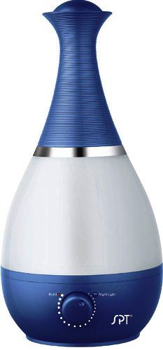 Sunpentown SU-2550B Ultrasonic Humidifier with Fragrance Diffuser, Royal Blue, 2.3 liters tank capacity, Cool mist (ultrasonic technology), Fragrance diffuser, Stepless mist control dial, Night light with independent switch, High humidity output, Silent operation, Adjustable mist intensity, Auto shut-off protection (ultrasonic generator only), Designed for rooms up to 450 sq. ft., ETL certified, UPC 876840005341 (SU2550B SU 2550B SU-2550)