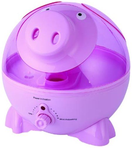 Sunpentown SU-3751 Pink Pig Ultrasonic Humidifier, Ultrasonic (no heat) humidity, High humidity output, Silent operation, Adjustable mist intensity, Auto shut-off protection (ultrasonic generator only - fan will continue to run), 1 gallon (3.75L) tank capacity, Moisture output up to 7.5 liters per day (SU3751 SU 3751)