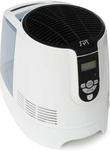 Sunpentown SU-9210 Digital Evaporative Humidifier, Evaporative humidification with air circulation draws dry air in and pushes moist cool air back into the room, Digital humidistat (35% to 85%) or continuous operation, Filter captures minerals and deposit, LCD panel with filter dirtiness indicator, 1 gallon (3.7 liters) water tank, UPC 876840011946 (SU9210 SU 9210)