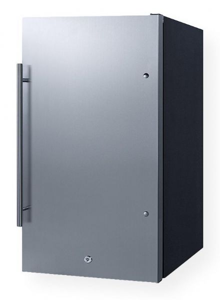 Summit Appliance FF195 Shallow Depth Built-In All-Refrigerator for Small-spaced, Stainless Steel Door, Black Cabinet; 17.25
