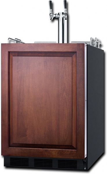 Summit Appliance SBC58BBIIFADA Built-In Undercounter ADA Height Commercially Listed Dual Tap Beer Dispenser With Panel, Ready Door And Black Cabinet; ADA compliant height, sized at 32