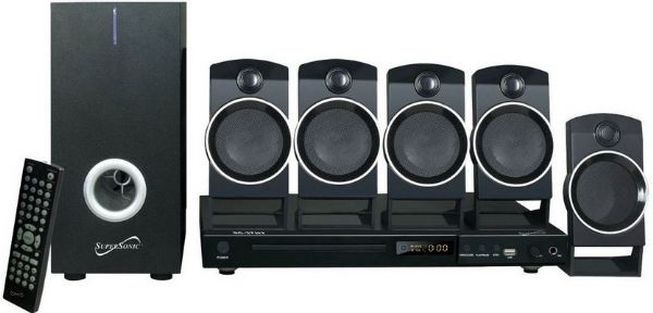 SuperSonic SC-37HT 5.1 Channel DVD Home Theater System; 5.1 Channel Surround Sound System; Supports DVD/CD/VCD/SVCD/MP3/Picture; CD/CD-R/CD-RW; 1 Karaoke Microphone Jack; Built-in USB Input; FM Radio; Video output ：CVBS，S-Video，YPbPr; Dimensions, 16.5 x 12 x 11; Weight, 11.8 Lbs; UPC 639131000377 (SUPERSONICSC37HT SUPERSONICS C37HT SUPERSONICSC37 HT SUPERSONICS C37 HT SUPERSONICS-C37HT SUPERSONICS-C37-HT SUPERSONICS C37-HT SUPERSONICS-C37 HT SUPERSONICS-C37HT)