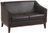 Office Star SV1132 Black Vinyl Love Seat with Mahogany Finish Legs, Durable, low-maintenance vinyl upholstery, Thickly padded seat cushions, Solid wood frame construction, 39"W x 21.5"D Seat Size, 39"W x 16"D Back Size (SV-1132 SV 1132) 