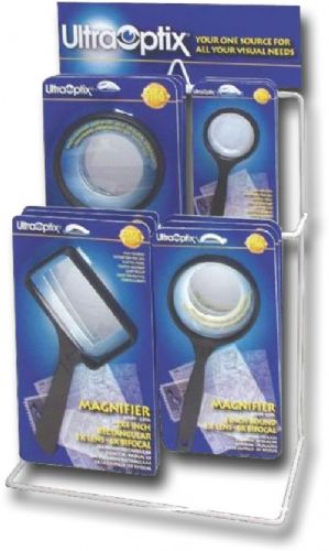 Ultraoptix SV-7CAD Magnifiser Display; High power optical quality magnifiers; Lightweight, easy grip, molded one-piece frame; Scratch resistant and unbreakable; Bifocal lens for stronger magnification and greater detail; Blister-carded; Dimensions 6.50