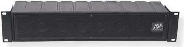 Amplivox SW1234RM Rack Mount Line Array Soundbar Amplified PA Speaker with Wireless Microphone; Sealed type and rotational molded enclosure; 50 Watts amplifier; 16 channel UHF wireless microphone; 4 ohm rated impedance; 400 to 12,000 Hz frequency response; Black color enclosure; Perforated and black grilled; 1x RCA audio input; 1x balanced and unbalanced combo 0.25