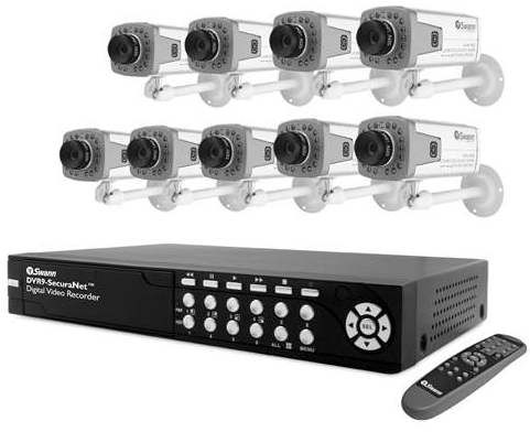 Swann SW244-9B5 model Securanet 9 SecuraNet Indoor Security System with 9 Cameras, 9 Channels - Monitor and record 9 camera feeds at once, One VGA out to LCD Monitor, One Composite Video Out to additional TV, 2 Audio In Channels, 2 Audio Out Channels, 250GB Seagate Hard Drive, Intelligent Motion Sensing / Activated Recording maximizes disk storage, Multi-language on screen display, UPC 814282009961 (SW244 9B5 SW244-9B5 SW2449B5)