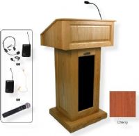 Amplivox SW3020 Wireless Victoria Lectern, Cherry; For audiences up to 3250 people and room size up to 26000 Sq ft; Built-in UHF 16 channel wireless receiver (584 MHz - 608 MHz); Choice of wireless mic, lapel and headset, flesh tone over-ear, or handheld microphone; 150 watt multimedia stereo amplifier; UPC 734680130237 (SW3020 SW3020CH SW3020-CH SW-3020-CH AMPLIVOXSW3020 AMPLIVOX-SW3020CH AMPLIVOX-SW3020-CH) 