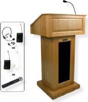 Amplivox SW3020 Wireless Victoria Lectern, Oak; For audiences up to 3250 people and room size up to 26000 Sq ft; Built-in UHF 16 channel wireless receiver (584 MHz - 608 MHz); Choice of wireless mic, lapel and headset, flesh tone over-ear, or handheld microphone; 150 watt multimedia stereo amplifier; UPC 734680130206 (SW3020 SW3020OK SW3020-OK SW-3020-OK AMPLIVOXSW3020 AMPLIVOX-SW3020OK AMPLIVOX-SW3020-OK) 