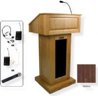 Amplivox SW3020 Wireless Victoria Lectern, Walnut; For audiences up to 3250 people and room size up to 26000 Sq ft; Built-in UHF 16 channel wireless receiver (584 MHz - 608 MHz); Choice of wireless mic, lapel and headset, flesh tone over-ear, or handheld microphone; 150 watt multimedia stereo amplifier; UPC 734680130251 (SW3020 SW3020WT SW3020-WT SW-3020-WT AMPLIVOXSW3020 AMPLIVOX-SW3020WT AMPLIVOX-SW3020-WT) 