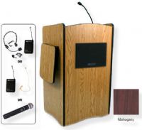 Amplivox SW3230 Wireless Multimedia Computer Lectern, Mahogany; For audiences up to 1950 people and room size up to 19450 Sq ft; Built-in UHF 16 channel wireless receiver (584 MHz - 608 MHz); Choice of wireless mic, lapel and headset, flesh tone over-ear, or handheld microphone; 150 watt multimedia stereo amplifier; UPC 734680132316 (SW3230 SW3230MH SW3230-MH SW-3230-MH AMPLIVOXSW3230 AMPLIVOX-SW3230MH AMPLIVOX-SW3230-MH) 