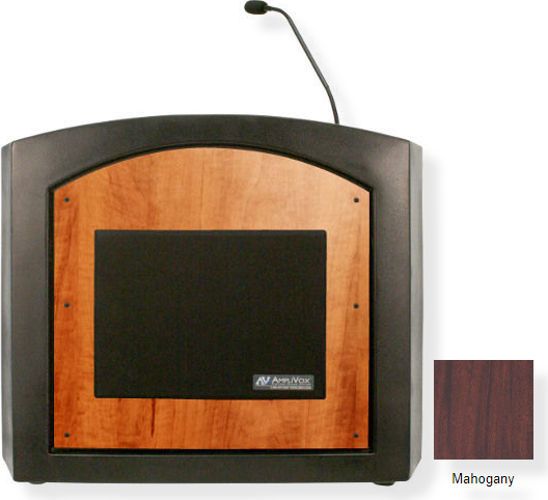Amplivox SW3240 Wireless Pinnacle Tabletop Lectern, Mahogany; For audience size up to 1950 people and room size up to 19450 Sq ft; 150 watt multimedia stereo amplifier; 2 built-in Jensen design 6