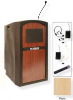 Amplivox SW3250 Wireless Pinnacle Multimedia Lectern, Maple; For audience size up to 1950 people and room size up to 19450 Sq ft; 150 watt multimedia stereo amplifier; 2 built-in Jensen design 6" x 8" oval speakers; Choice of wireless mic, lapel and headset, flesh tone over-ear, or handheld microphone; UPC 734680132576 (SW3250 SW3250MP SW3250-MP SW-3250-MP AMPLIVOXSW3250 AMPLIVOX-SW3250MP AMPLIVOX-SW3250-MP) 