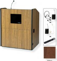 Amplivox SW3430 Wireless Multimedia Smart Podium, Walnut; For audiences up to 1950 people and room size up to 19450 Sq ft; Built-in UHF 16 channel wireless receiver (584 MHz - 608 MHz); Choice of wireless mic, lapel and headset, flesh tone over-ear, or handheld microphone; 150 watt multimedia stereo amplifier; UPC 734680134358 (SW3430 SW3430WT SW3430-WT SW-3430-WT AMPLIVOXSW3430 AMPLIVOX-SW3430WT AMPLIVOX-SW3430-WT) 