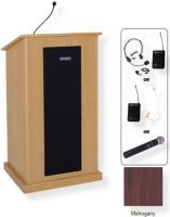 Amplivox SW470 Wireless Chancellor Lectern, Mahogany; For audiences up to 3250 people and room size up to 26000 Sq ft; Built-in UHF 16 channel wireless receiver (584 MHz - 608 MHz); Choice of wireless mic, lapel and headset, flesh tone over-ear, or handheld microphone; 150 watt multimedia stereo amplifier; UPC 734680147013 (SW470 SW470MH SW470-MH SW-470-MH AMPLIVOXSW470 AMPLIVOX-SW470MH AMPLIVOX-SW470-MH) 
