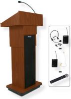 Amplivox SW505A Wireless Executive Adjustable Column Lectern, Mahogany; For audiences up to 1950 people and room size up to 19450 Sq ft; Built-in UHF 16 channel wireless receiver (584 MHz - 608 MHz); Choice of wireless mic, lapel and headset, flesh tone over-ear, or handheld microphone; UPC 734680151515 (SW505A SW505AMH SW505A-MH SW-505A-MH AMPLIVOXSW505A AMPLIVOX-SW505AMH AMPLIVOX-SW505A-MH) 