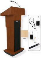 Amplivox SW505A Wireless Executive Adjustable Column Lectern, Maple; For audiences up to 1950 people and room size up to 19450 Sq ft; Built-in UHF 16 channel wireless receiver (584 MHz - 608 MHz); Choice of wireless mic, lapel and headset, flesh tone over-ear, or handheld microphone; UPC 734680151577 (SW505A SW505AMP SW505A-MP SW-505A-MP AMPLIVOXSW505A AMPLIVOX-SW505AMP AMPLIVOX-SW505A-MP) 