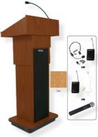 Amplivox SW505A Wireless Executive Adjustable Column Lectern, Oak; For audiences up to 1950 people and room size up to 19450 Sq ft; Built-in UHF 16 channel wireless receiver (584 MHz - 608 MHz); Choice of wireless mic, lapel and headset, flesh tone over-ear, or handheld microphone; UPC 734680151522 (SW505A SW505AOK SW505A-OK SW-505A-OK AMPLIVOXSW505A AMPLIVOX-SW505AOK AMPLIVOX-SW505A-OK) 