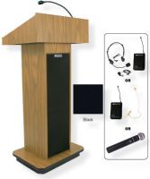 Amplivox SW505 Wireless Executive Sound Column Lectern, Black; For audiences up to 1950 people and room size up to 19450 Sq ft; Built-in UHF 16 channel wireless receiver (584 MHz - 608 MHz); Choice of wireless mic, lapel and headset, flesh tone over-ear, or handheld microphone; 150 watt multimedia stereo amplifier; UPC 734680150594 (SW505 SW505BK SW505-BK SW-505-BK AMPLIVOXSW505 AMPLIVOX-SW505BK AMPLIVOX-SW505-BK) 