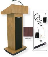 Amplivox SW505 Wireless Executive Sound Column Lectern, Mahogany; For audiences up to 1950 people and room size up to 19450 Sq ft; Built-in UHF 16 channel wireless receiver (584 MHz - 608 MHz); Choice of wireless mic, lapel and headset, flesh tone over-ear, or handheld microphone; 150 watt multimedia stereo amplifier; UPC 734680150518 (SW505 SW505MH SW505-MH SW-505-MH AMPLIVOXSW505 AMPLIVOX-SW505MH AMPLIVOX-SW505-MH) 