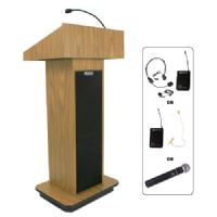 Amplivox SW505 Wireless Executive Sound Column Lectern, Oak; For audiences up to 1950 people and room size up to 19450 Sq ft; Built-in UHF 16 channel wireless receiver (584 MHz - 608 MHz); Choice of wireless mic, lapel and headset, flesh tone over-ear, or handheld microphone; 150 watt multimedia stereo amplifier; UPC 734680150501 (SW505 SW505OK SW505-OK SW-505-OK AMPLIVOXSW505 AMPLIVOX-SW505OK AMPLIVOX-SW505-OK) 