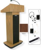 Amplivox SW505 Wireless Executive Sound Column Lectern, Walnut; For audiences up to 1950 people and room size up to 19450 Sq ft; Built-in UHF 16 channel wireless receiver (584 MHz - 608 MHz); Choice of wireless mic, lapel and headset, flesh tone over-ear, or handheld microphone; 150 watt multimedia stereo amplifier; UPC 734680150556 (SW505 SW505WT SW505-WT SW-505-WT AMPLIVOXSW505 AMPLIVOX-SW505WT AMPLIVOX-SW505-WT) 