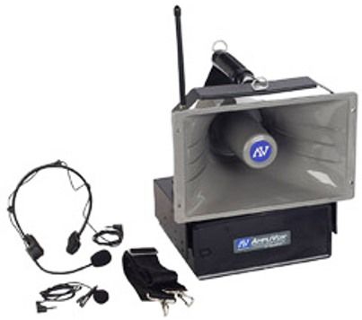 Amplivox SW610A Wireless Half-Mile Hailer Outdoor PA System, Reaches audiences up to 3,000, Delivers 108db sound pressure level over the 450Hz  4kHz audio range, 50W wireless multimedia stereo amplifier with built in receiver, 3 mic inputs (SW-610A SW610-A SW610 SW-610)