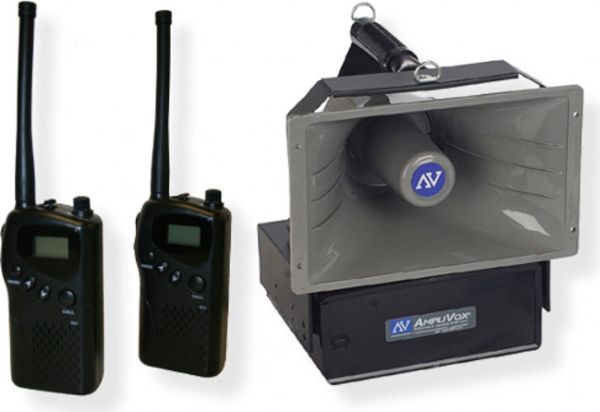 Amplivox SW6210 Radio Hailer with 2 MURS Radios; Includes amplifier SW805A with horn speaker; 2 AmpliVox MURS radios; Transmitter and headset mic for use as a stand alone wireless PA system; 16 Channel UHF wireless receiver from 584MHz - 608MHz; Emergency siren button, loud 120 dB siren; Weather resistant horn; Battery operation 10 D cells or optional rechargeable Nicad battery; UPC 734680162108 (SW6210 SW-6210 SW6-210 AMPLIVOXSW6210 AMPLIVOX-SW6210 AMPLIVOX-SW-6210)