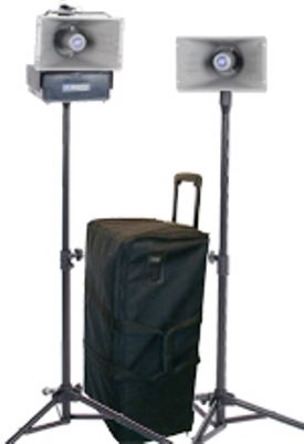 Amplivox SW630 Wireless Half-Mile Hailer Kit PA System with Carrying Case, Covers audiences up to 3000, Includes SW610A, extra horn speaker with 40 ft. cable, 2 tripods, rugged nylon carrying case with wheels and retractable luggage handle (SW-630 SW 630)