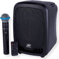 Amplivox SW725 Wireless Portable Media Player PA System; 36 watt amplifier; Audiences up to 500 people and rooms to 2,500 sq ft; Built-in Media Player allows you to play and record music and audio via USB or SD slots; Connects wirelessly to your smartphone, tablet or other Bluetooth device; Built-in UHF selectable 16 channel wireless receiver and wireless handheld mic with 300 ft range; UPC 734680172503 (SW725 SW-725 S-W725 AMPLIVOXSW725 AMPLIVOX-SW725 AMPLIVOX-SW-725) 