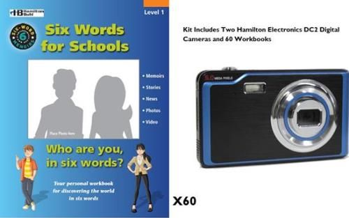HamiltonBuhl SWM-E3E Six-Word Memoirs DC2 Camera Kit With Two Cameras and 60 Workbooks & 2 Parent Teacher Guides; 5 Megapixel Digital Camera with Image Stabilization, Face Detection & Smile Capture; 3 function (Digital Camera/Camcorder/Webcam); CMOS 5.0M pixels sensor (8.0M pixels by interpolation); UPC 681181620432 (HAMILTONBUHLSWME3E SWME3E SWM E3E)