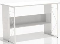Safco 1005WW SOHO Computer Desk, 25 Capacity - Shelf, 39.50" W x 8" D Shelf Dimensions, 43.31" W x 21.69" D Top Dimensions, White metal accents, Complements entire line of SOHO series for workspace cohesion, Textured laminate desk with metal accents for a sleek aesthetic in the home or office, Textured White Laminate Color, UPC 760771512026 (1005WW 1005-WW 1005 WW SAFCO1005WW SAFCO-1005-WW SAFCO 1005 WW) 